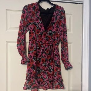 Pink and Red floral mini dress